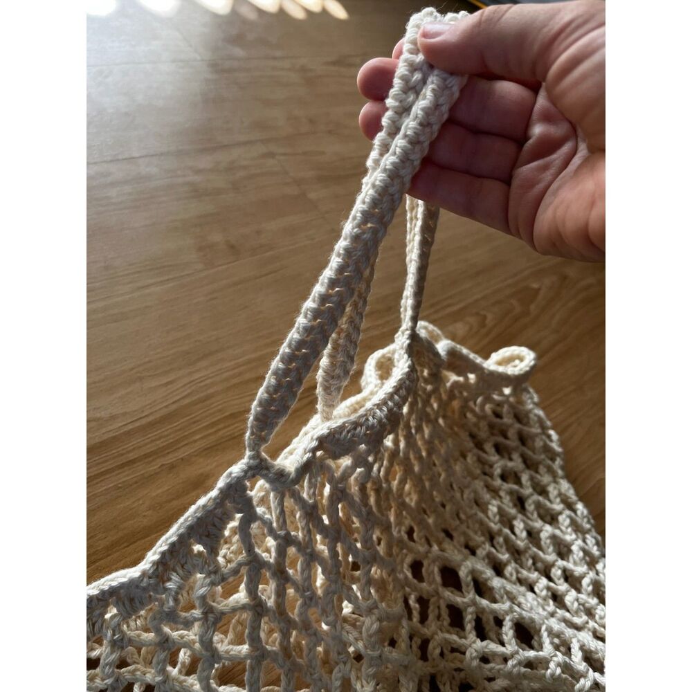 cottage core hand made grandma core crochet boho hippie tote grocery farm bag